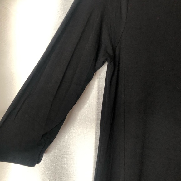 Garnet Hill knit Trapeze stretch swing dress Black size L large 3/4 sleeves - Picture 3 of 6